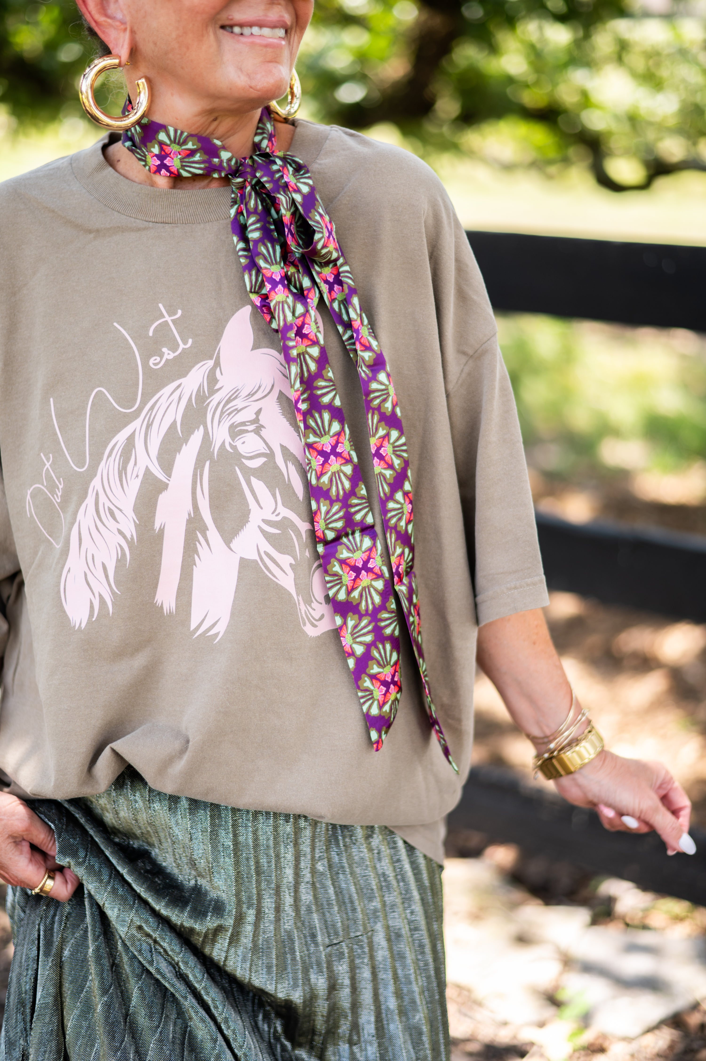 Out West Pink Horse Head Graphic Tee